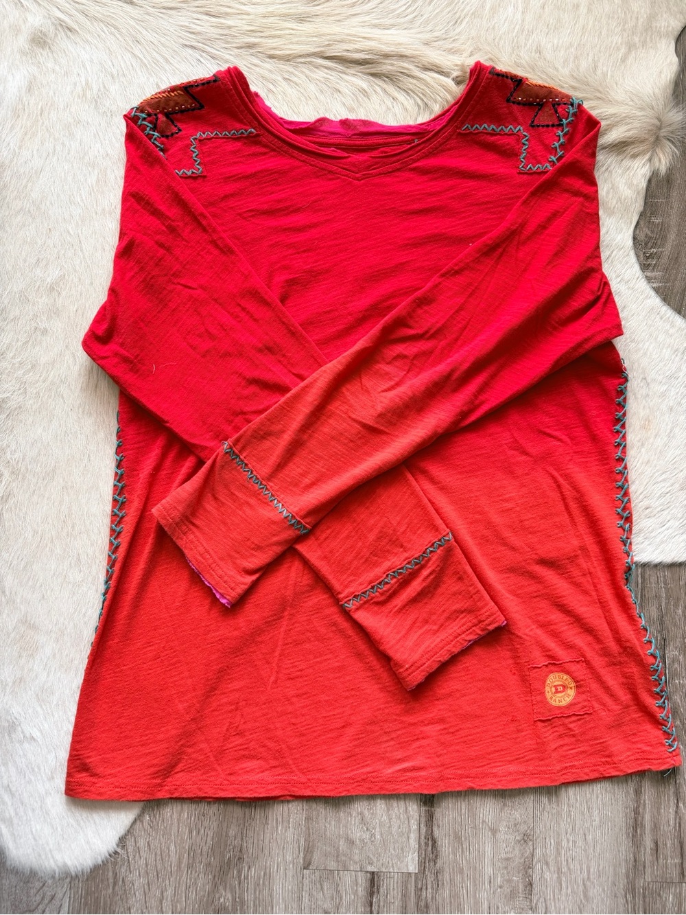 Double D Ranch Red Embroidered Long-Sleeve Tee - Picture 2 of 6